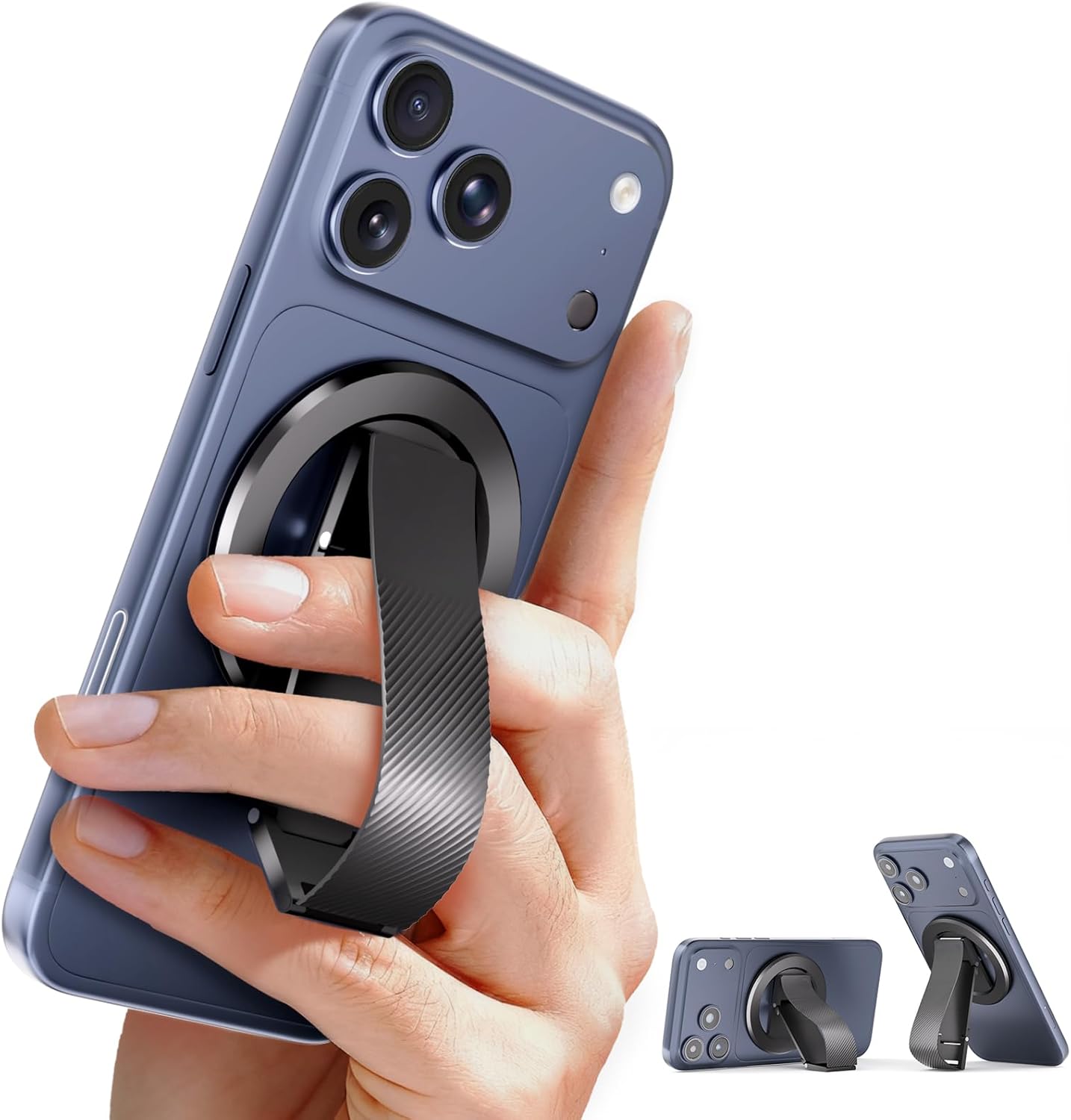 for MagSafe Phone Grip, Magnetic Phone Stand with Silicone Finger Strap & Dual-axis Adjustable Kickstand, Magnet Ring Holder Compatible with iPhone 17/16/15/14 Pro Max Mag Safe, Matte Black for MagSafe Phone Grip, Magnetic Phone Stand with Silicone Finger Strap & Dual-axis Adjustable Kickstand, Magnet Ring Holder Compatible with iPhone 17/16/15/14 Pro Max Mag Safe, Matte Black