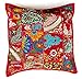 Rastogi Handicrafts - Cuscino patchwork fatto a mano, motivo patchwork, cuscino indiano etnico ricamato, colore: rosso