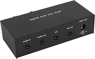 Preamplificador de sonido estéreo Aluminio 3 puertos de salida Micrófono dinámico de 6,5 mm Micrófono de 3,5 mm Interfaz de condensador Micrófono Amplificador de auriculares Negro for sistemas de soni
