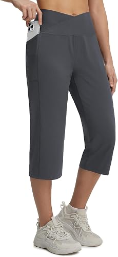baleaf Pantacourt Femme Été, 45CM Pantalon Yoga Femme Fluide Et Pilates, Legging