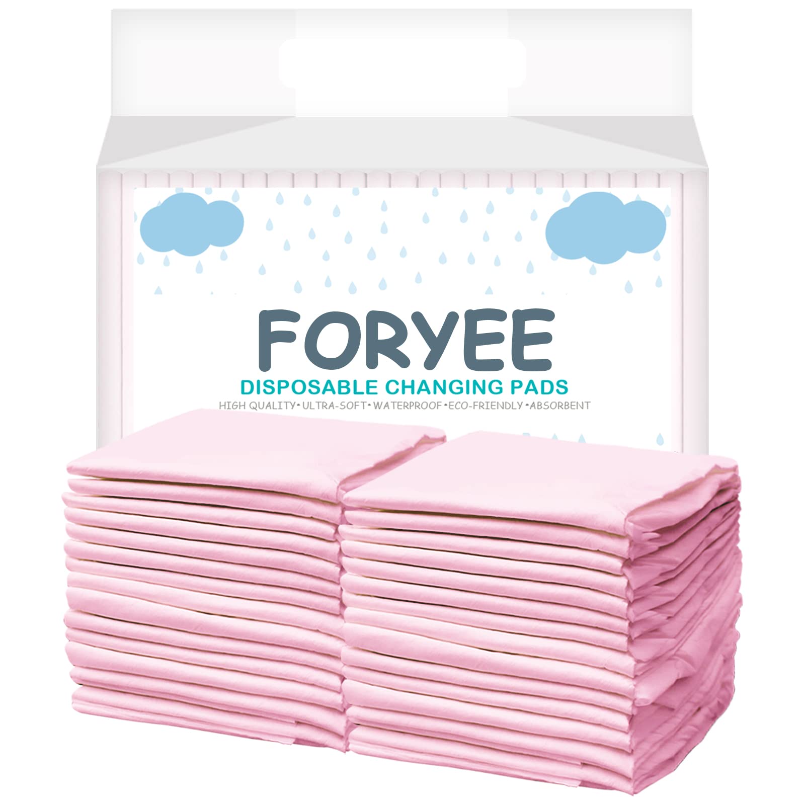 Disposable Underpads 17 x 24 Inches (25 Pack) Incontinence Bed Pads Heavy Absorbent Soft Non-Woven Fabric Breathable - Pink