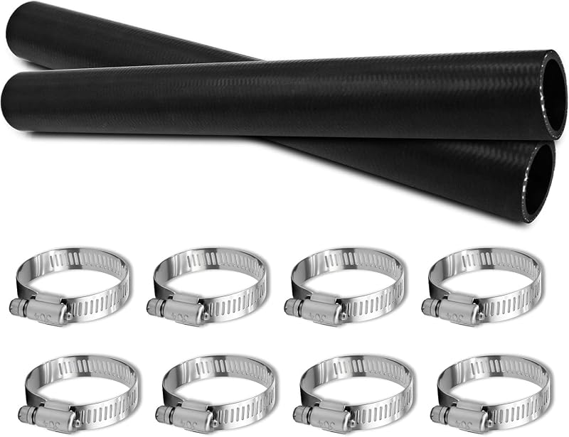 Mangueira de abastecimento de combustível Generic em borracha sintética, 6,35 cm de diâmetro interno e 40,32 cm de comprimento – Kit com 2 mangueiras e 8 abraçadeiras