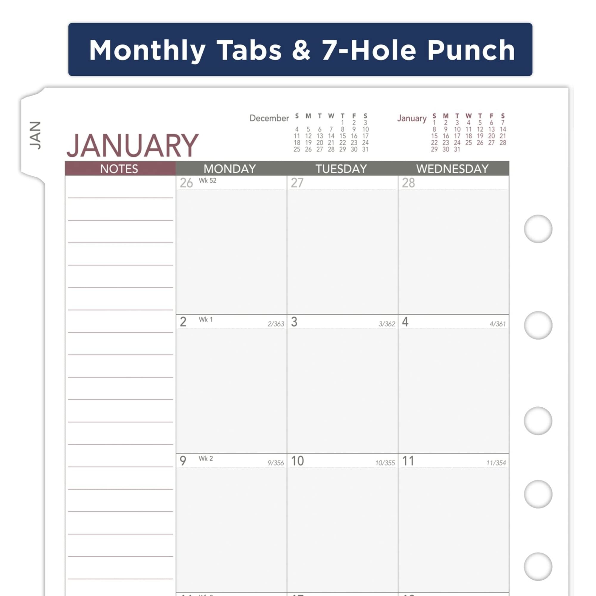At-A-Glance 2023 Monthly Planner Refill, 12024 Day-Timer, 5-1/2" x 8-1/2", Size 4, Desk, Unruled Blocks, Loose Leaf - Image 4