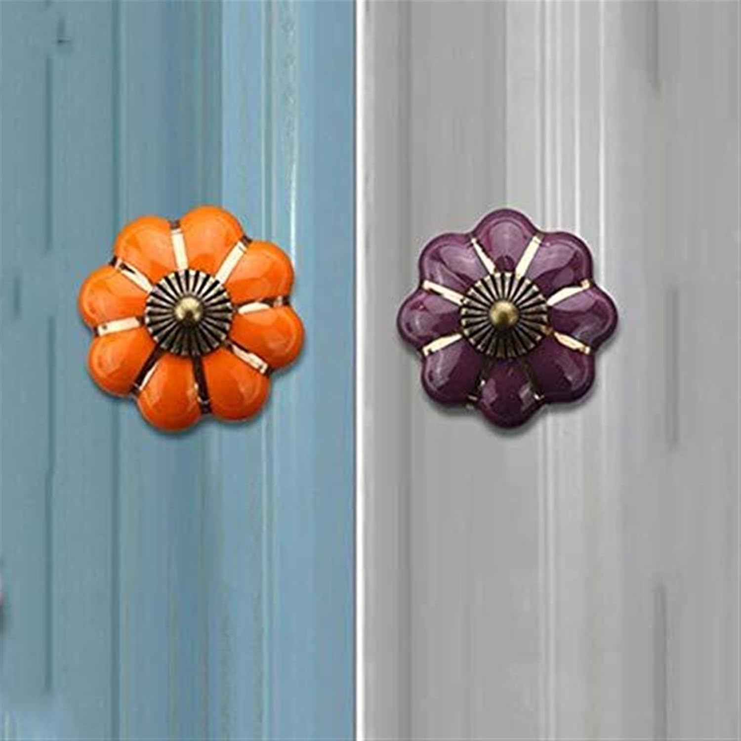 Furniture Handle Door Handle Pumpkin Ceramic Cabinet Handle Drawer Cabinet Handle (Color : A)