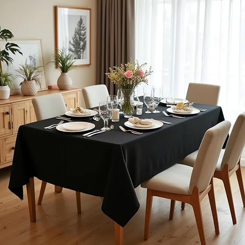 Miniatura 2 de sancua Mantel rectangular resistente a las manchas y a las arrugas, mantel de poliéster lavable, funda decorativa de tela para mesa de comedor,