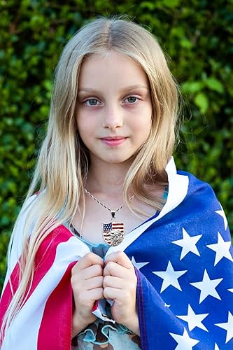 Miniatura 3 de Collares patrióticos del 4 de julio, collar con colgante de águila con bandera estadounidense para mujer, novia, Día de la Independencia, regalos de