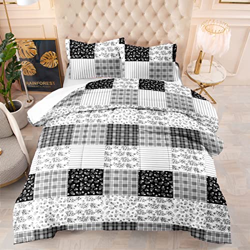 Relleno Nordico Cama 180 Bohemia Negro Floral Relleno Nordico 4 Estaciones Cómodo Transpirable Duvet con Fundas de Almohada Edredon Cama 180 Suave Lavable Edredón Nórdico 228x228 cm