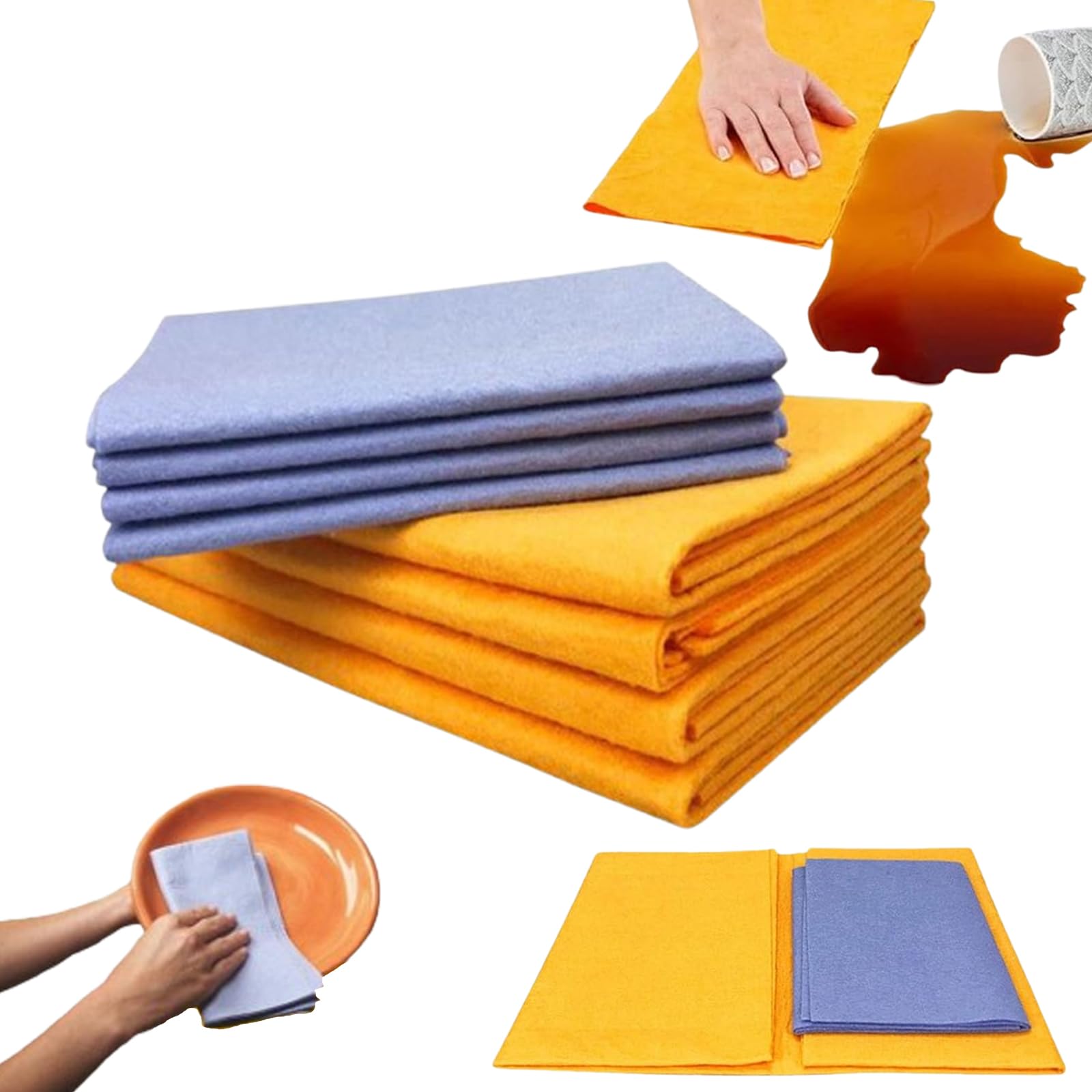 Sovtay Ultra-Absorbent Miracle Cleaning Shammy, Reusable Non-Woven Shammy Cloth, Miracle Cleaning Shammy Drying Cloth Machine Washable, Multi-Purpose Cleaning Shammy Chamois Towel Cloth (1set)