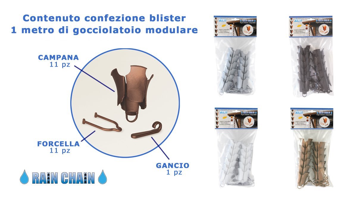 First Plast RAIN1M Gocciolatoio Componibile Catena Pluviale, Marrone