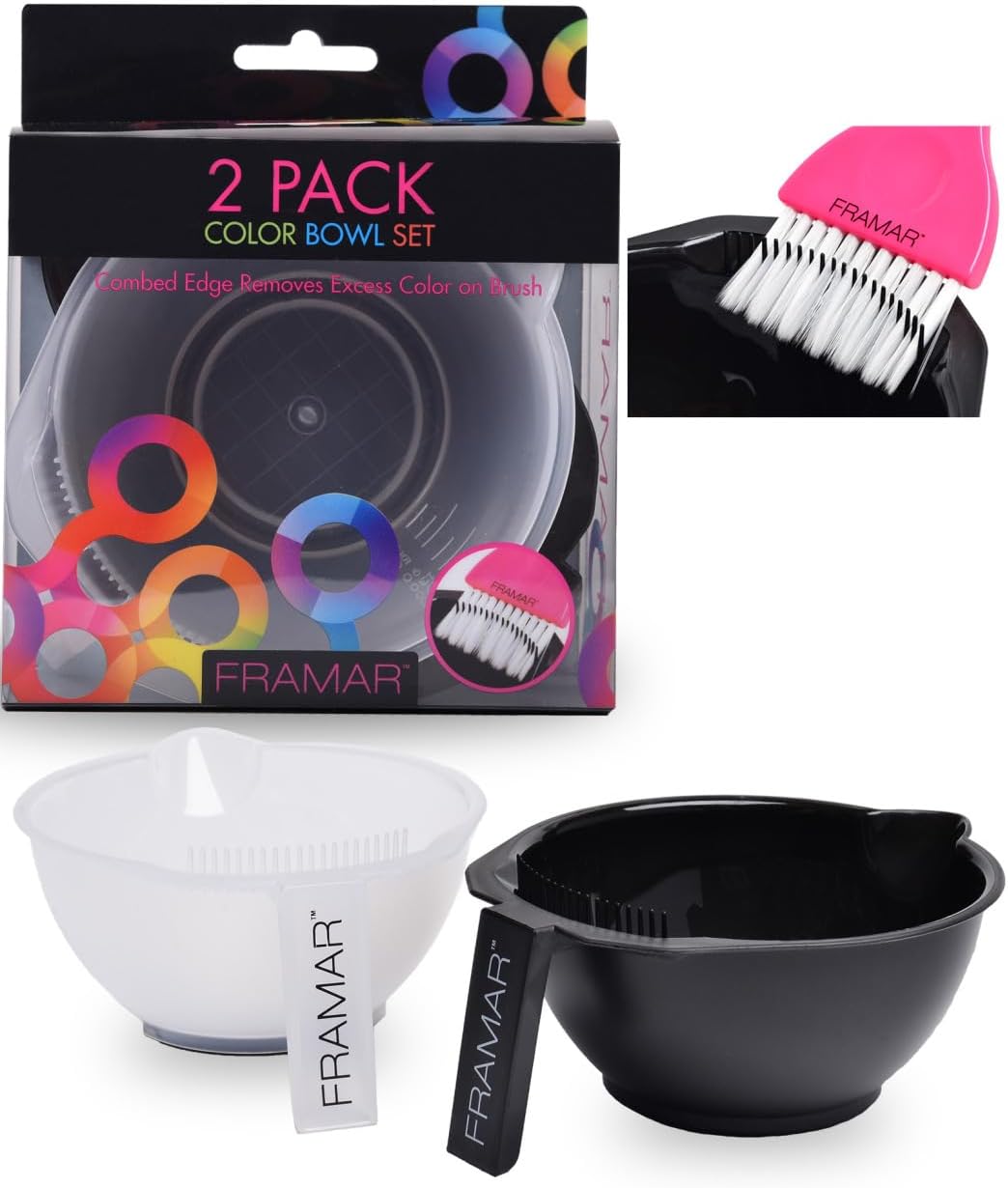 FRAMAR Färbeschale Friseur 2er Pack - Farbschale Friseur, Haarfärbeschale, Schüssel Set, Bowle Set Für Haarfarbe, Blondierung Set, Friseur Zubehör Set, Haare Färben Zubehör - Farbschalen Friseur