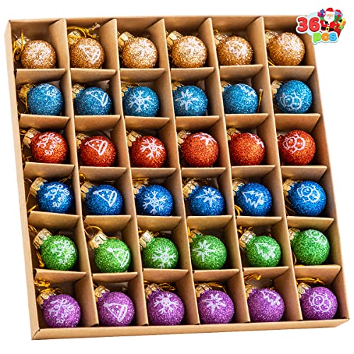 Christmas Mini Glitter Glass Balls Ornaments, Multicolor Xmas Hanging Ball for Christmas Tree Decoration and Holiday Ornaments (Multicolor2)