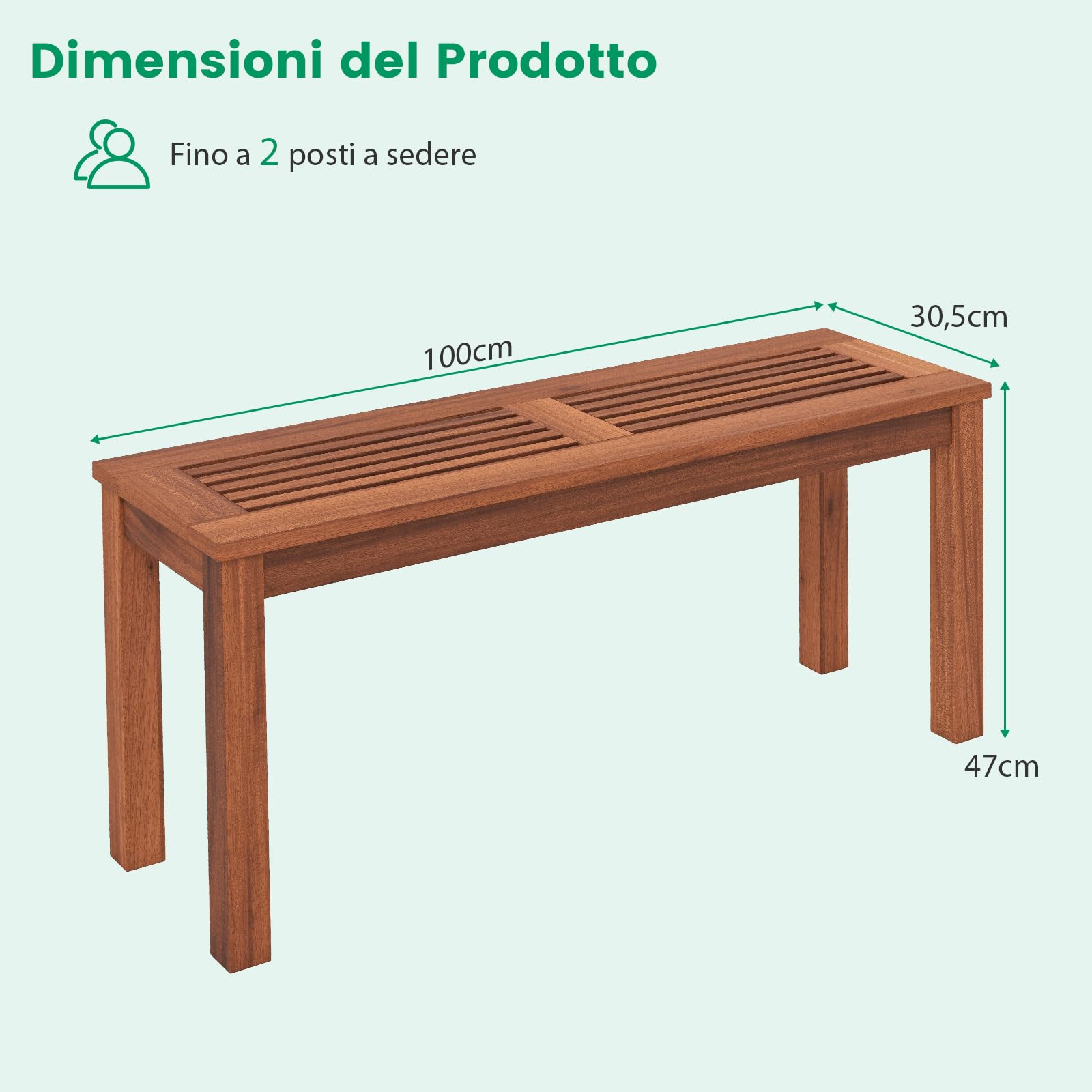 GYMAX Panchina senza Schienale per Esterni, Panchina da Pranzo per Patio con Seduta a Doghe Traspirante, Panchina in Legno Rustico per Ingresso, Giardino, Cortile, Terrazza, Naturale (1)