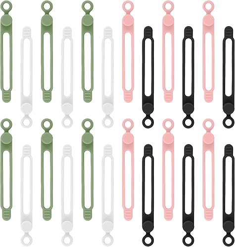 Miniatura 1 de 24 bridas de silicona para cables, organizador de cables reutilizables para cargar cables en oficina, escuela, hogar, envolturas elásticas multiusos