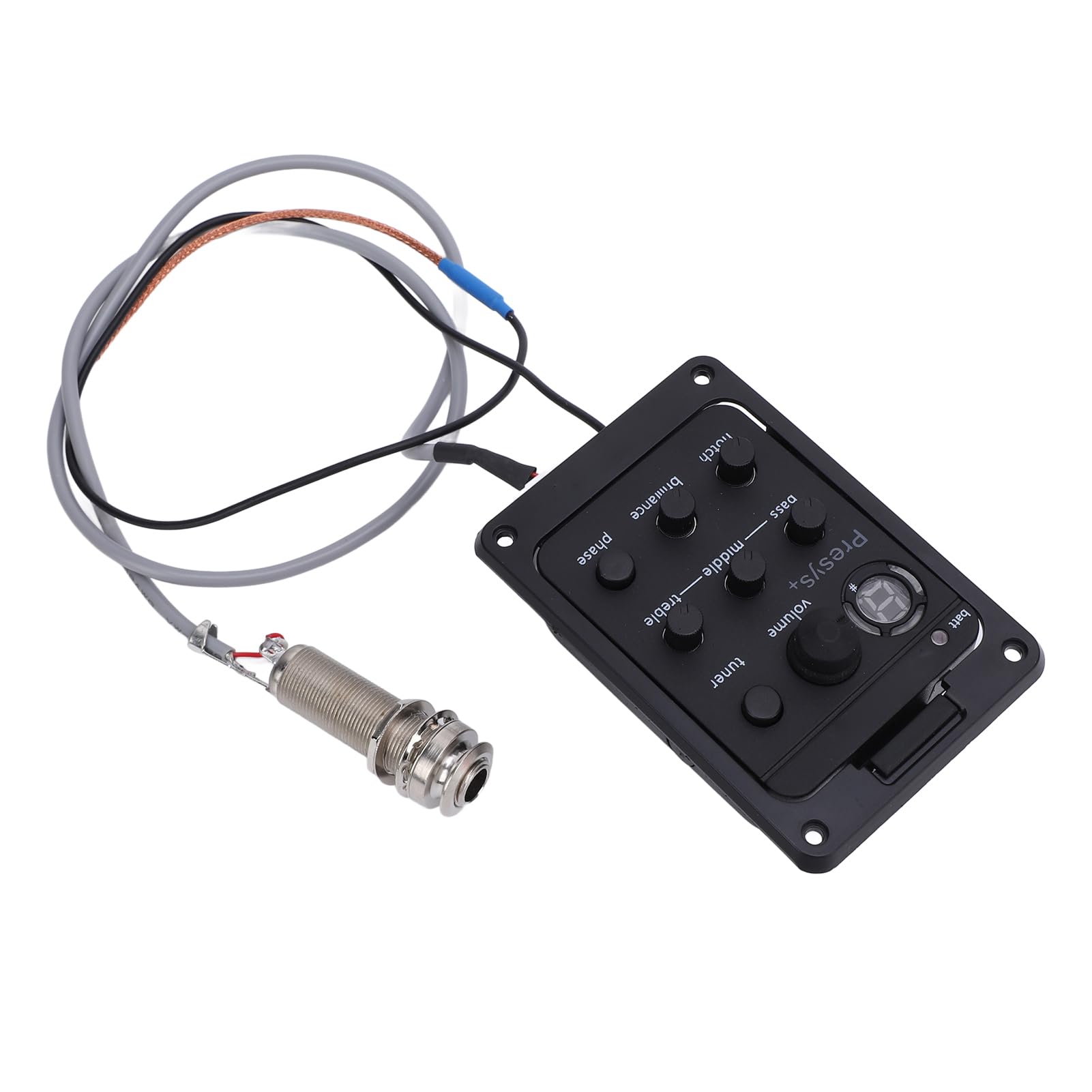 Walfront Equalizzatore EQ Preamplificatore per Chitarra, Materiale ABS, Controllo del Volume e Sintonizzatore per Prestazioni di Chitarra Presys Plus