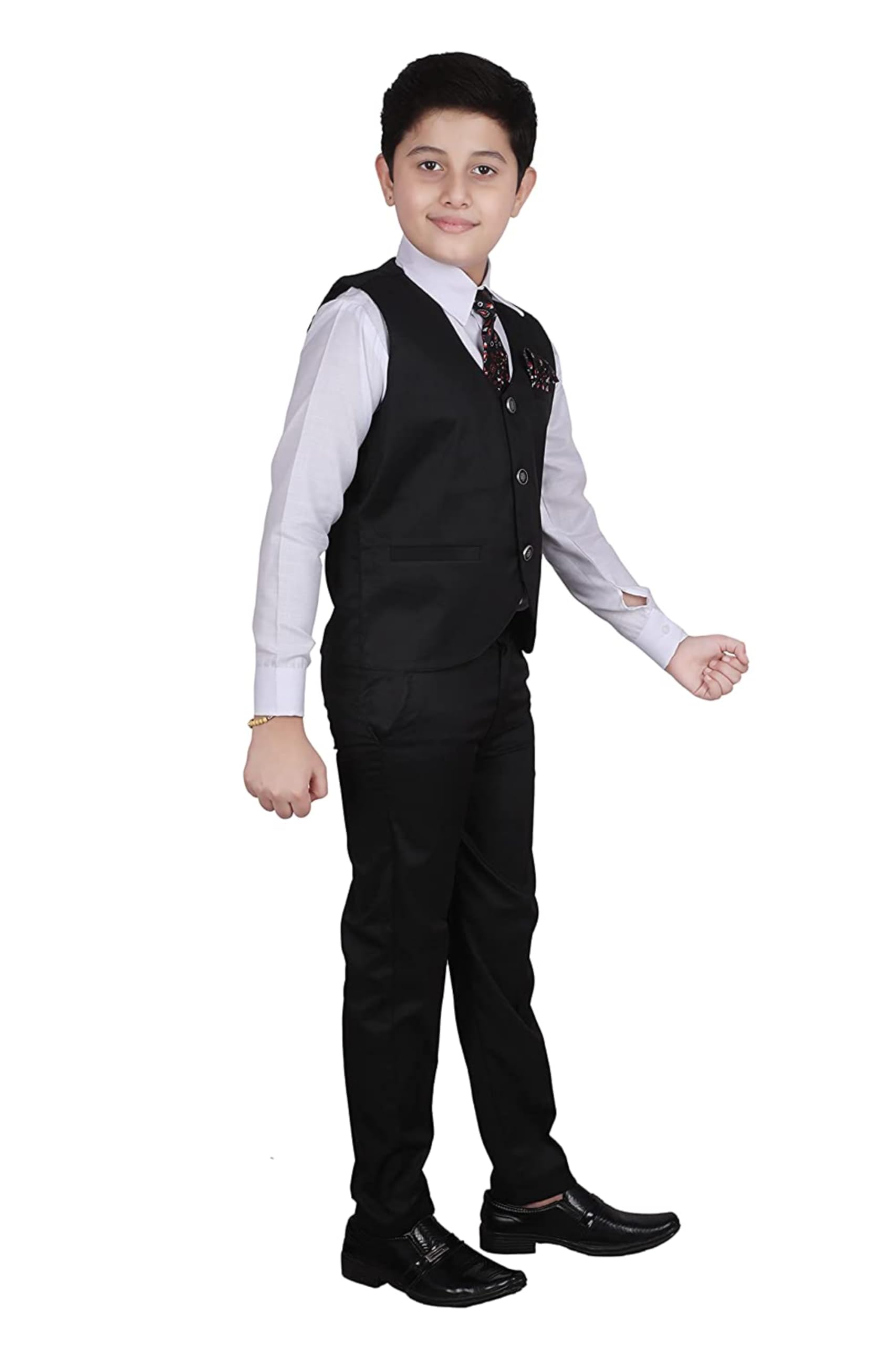 Pro-Ethic Style Developer 3 Piece Suit for Boys | Suit Set Coat, Pant, Tie & Shirt (15-16 Years, Black)