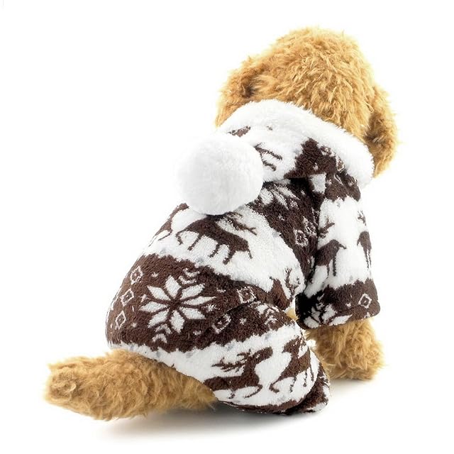 Ranphy Pijama con Capucha para Perros pequeños y Gatos de Terciopelo Suave con Estampado de Renos Pijama…