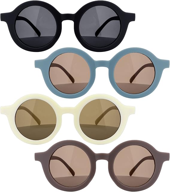 4 Pairs Summer Kids Sunglasses Cute Round Sunglasses Plastic Frame UV Protection for Children Girl Boy Gifts Beach Accessories