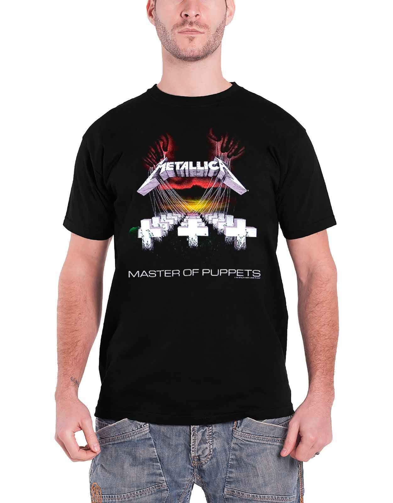 Metallica T Shirt Master of Puppets Album Tracks Official Mens Black L