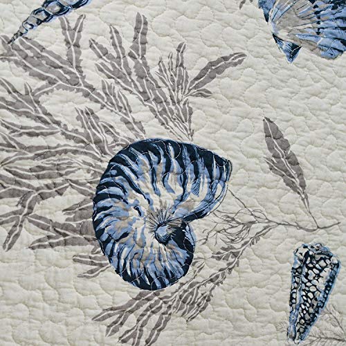 Brandream 7-Piece Nautical Bed in a Bag Coastal Beach Seashells Bedding Set King Size 100% Cotton (Quilt+Pillow Shams+Bed Sheets+Pillow Cases) - Image 5