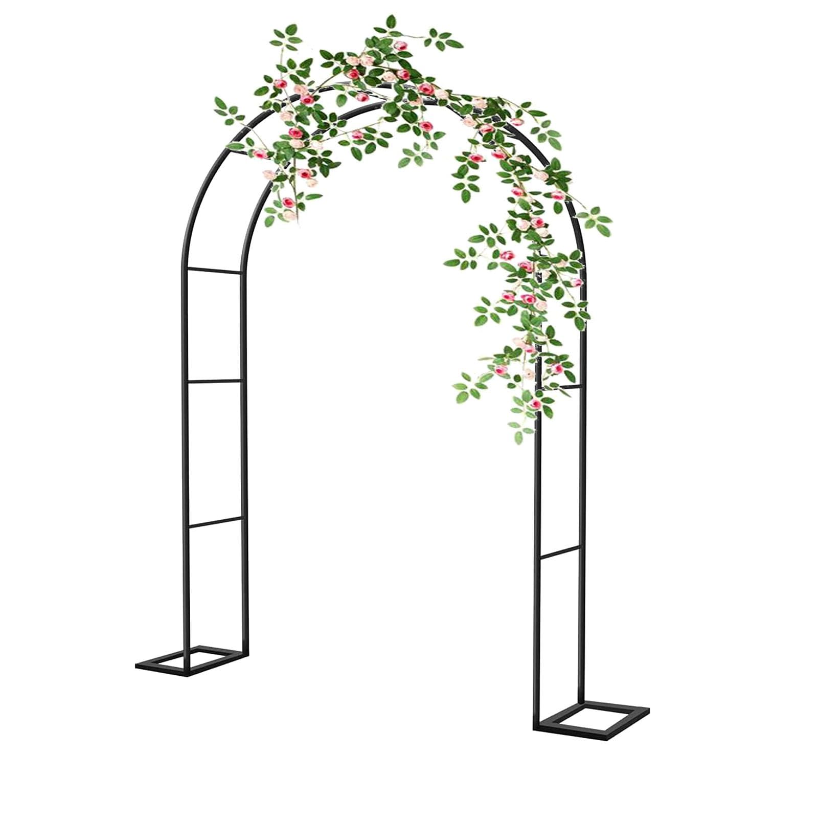 Arco de jardín grande de 180 cm de ancho, pérgola de metal negra para decoración de fiestas