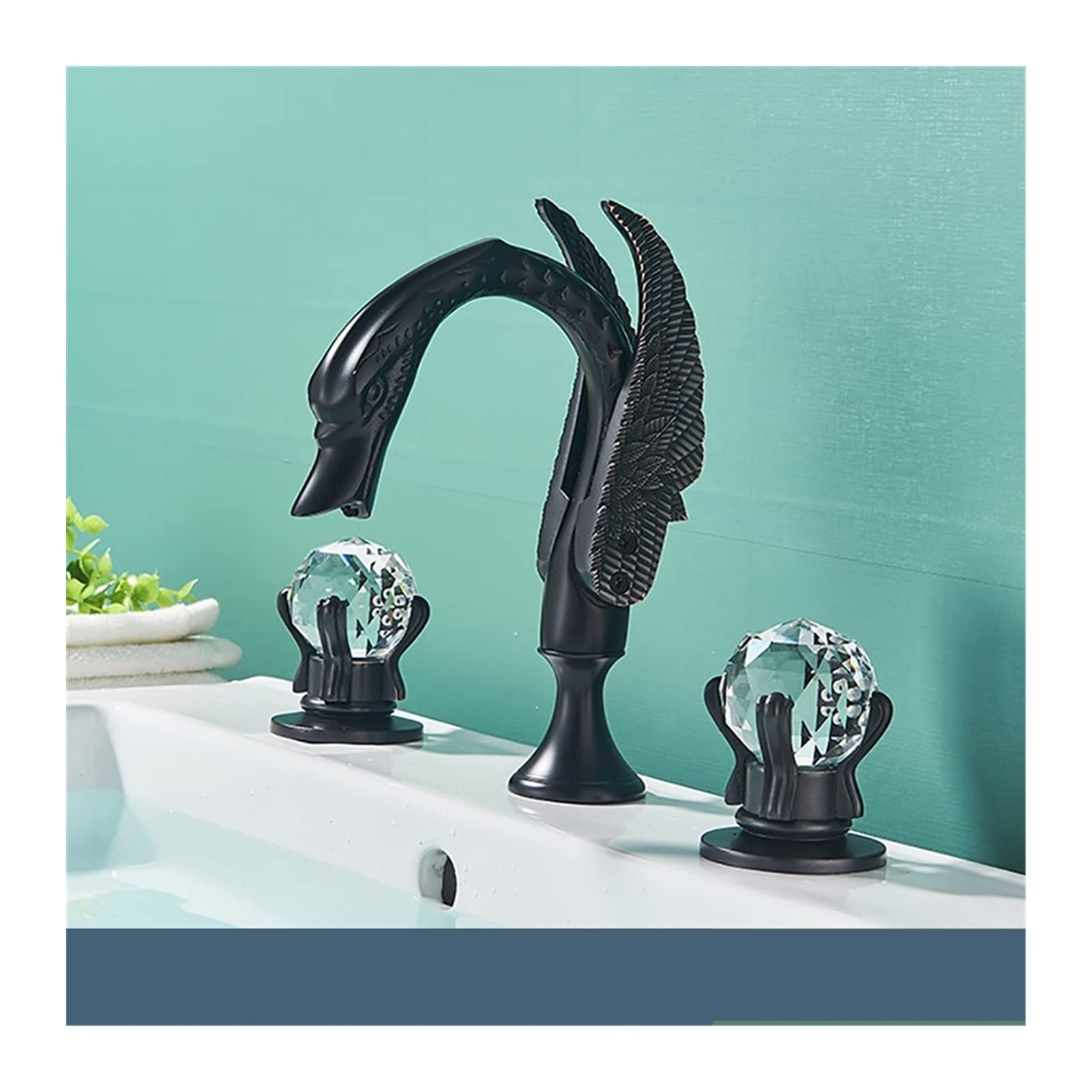 Robinet de lavabo deux volants en cristal à débit régulé