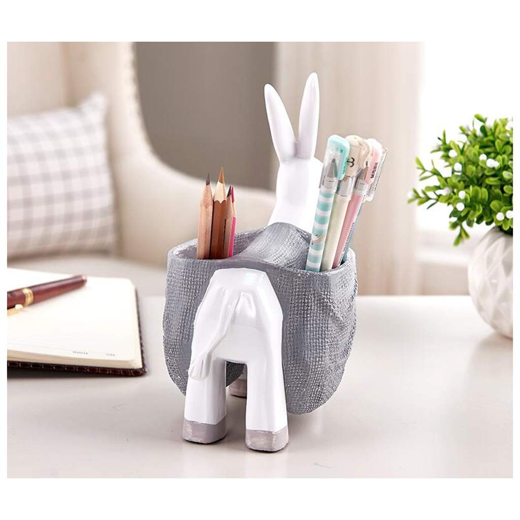 Carino Portapenne Desky Desktop Desktop Desktop Desk Organizer Resina Scatola di immagazzinaggio Penna Contenitore Scuola Scuola per Ufficio Articoli Cancelleria (Color : White)
