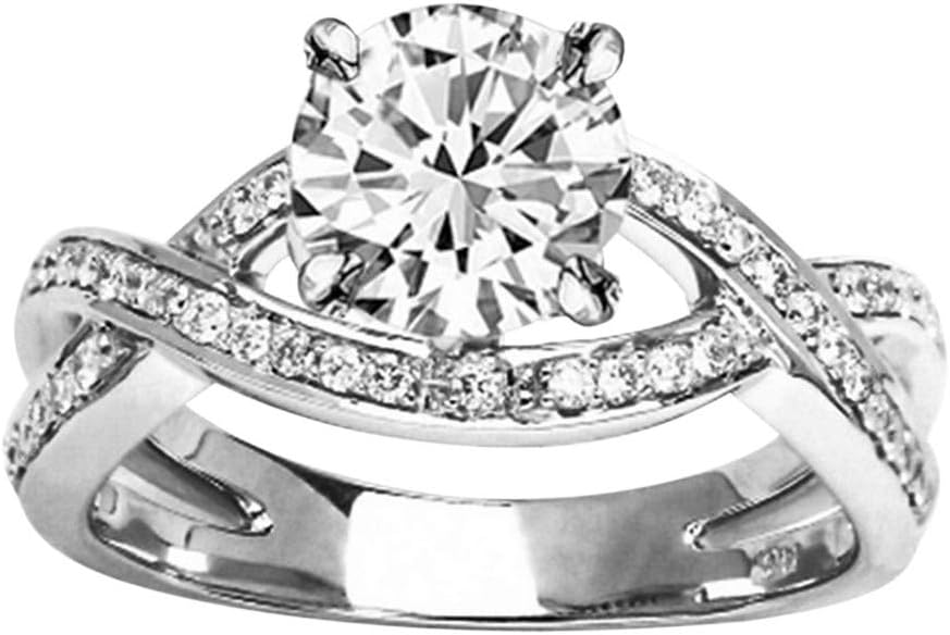Houston Diamond District 2 to 5.5 Carat LAB GROWN DIAMOND Twsting Split Shank Round Cut Diamond Engagement Ring (E-F Color VS2-SI1 Clarity)