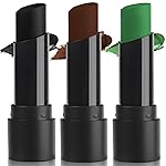 MEICOLY 3PCS Camo Face Paint Stick,Waterproof Hunting Army Military Face Paint,Black Green Brown Maroon Eye Black Stick for Baseball/Softball/Football,Camo Accessories