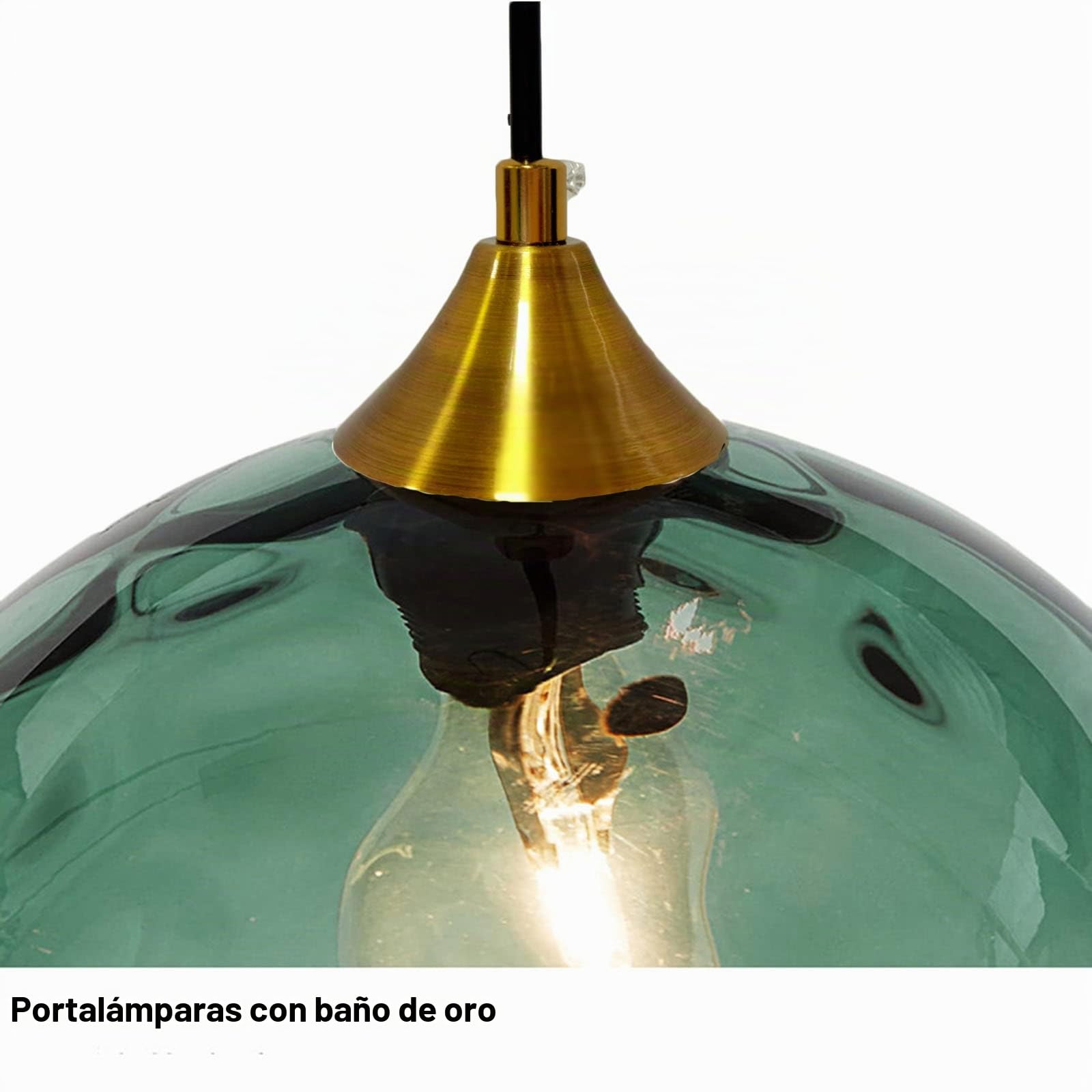 Luz colgante Globe de vidrio ondulado en acabado dorado,Lámpara Colgante de Techo Industrial Vintage E27 Loft Bar Comedor Cocina Iluminación - Rosado