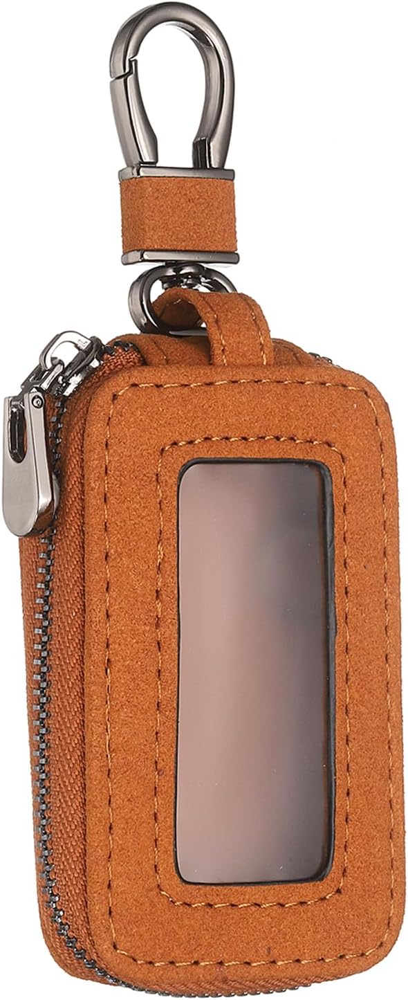 HARFINGTON Car Key Fob Cover Case Leather Universal Smart Car Key Holder with Key Ring & Keychain for Remote Key Fob