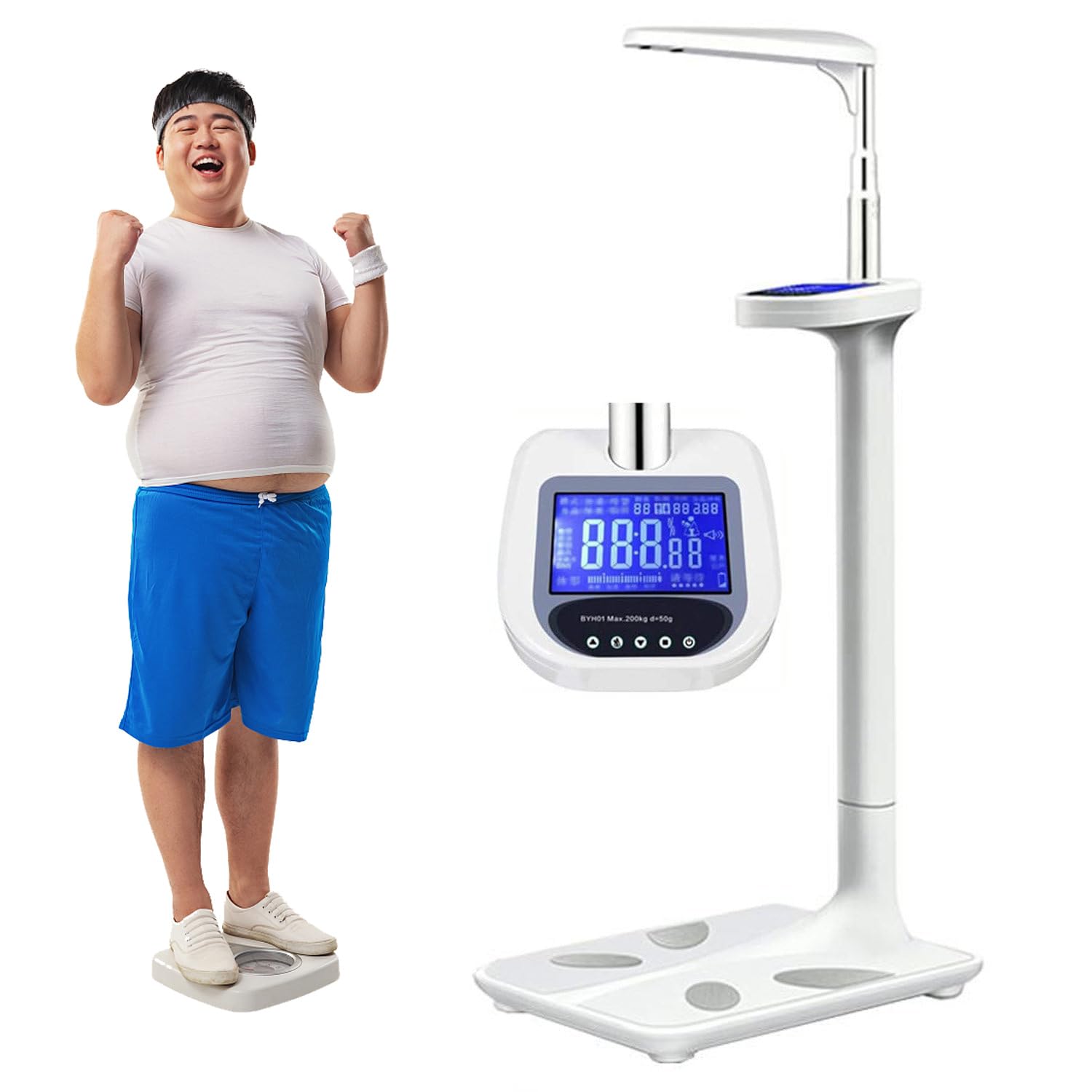 MYUYEE Ultrasonic Height And Weight Scale,Height Measuring Instrument,Fat Analyzer Electronic Scales,440 Lb Capacity,Ultrasonic Body Fat Analyzer,Ultrasonic Testing/En