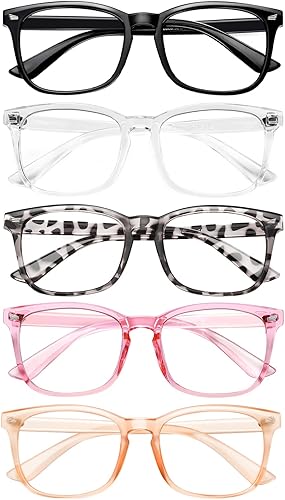 Lentes de bloqueo de luz azul para mujeres y hombres, anteojos falsos de lectura para juegos, computadora, TV, lentes transparentes (paquete de 5) disponible en Yaxa Peru