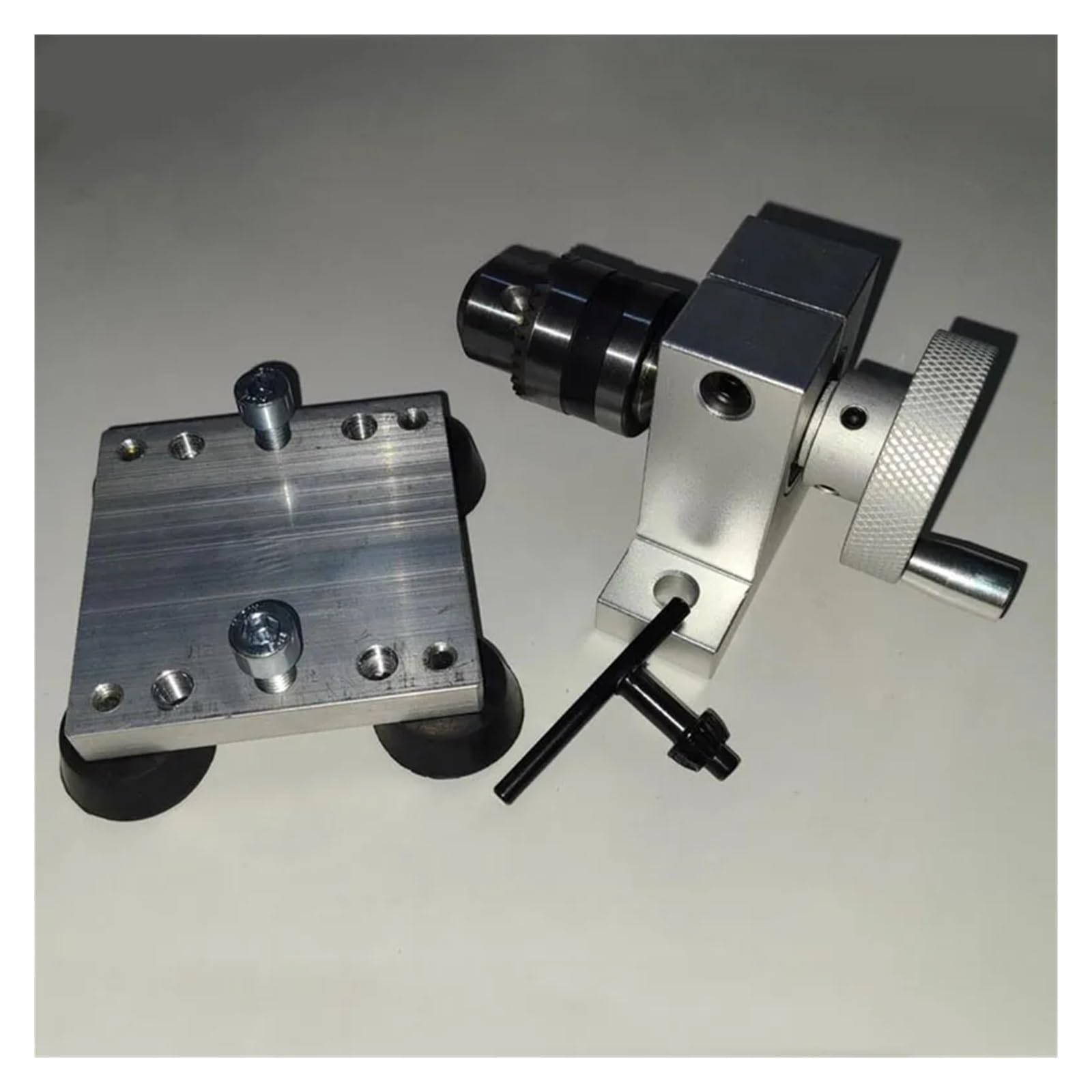 Portaherramientas rotativo de escritorio, mini portabrocas manual con base - B12 1,5-10 mm, SK30-A, aleación de aluminio