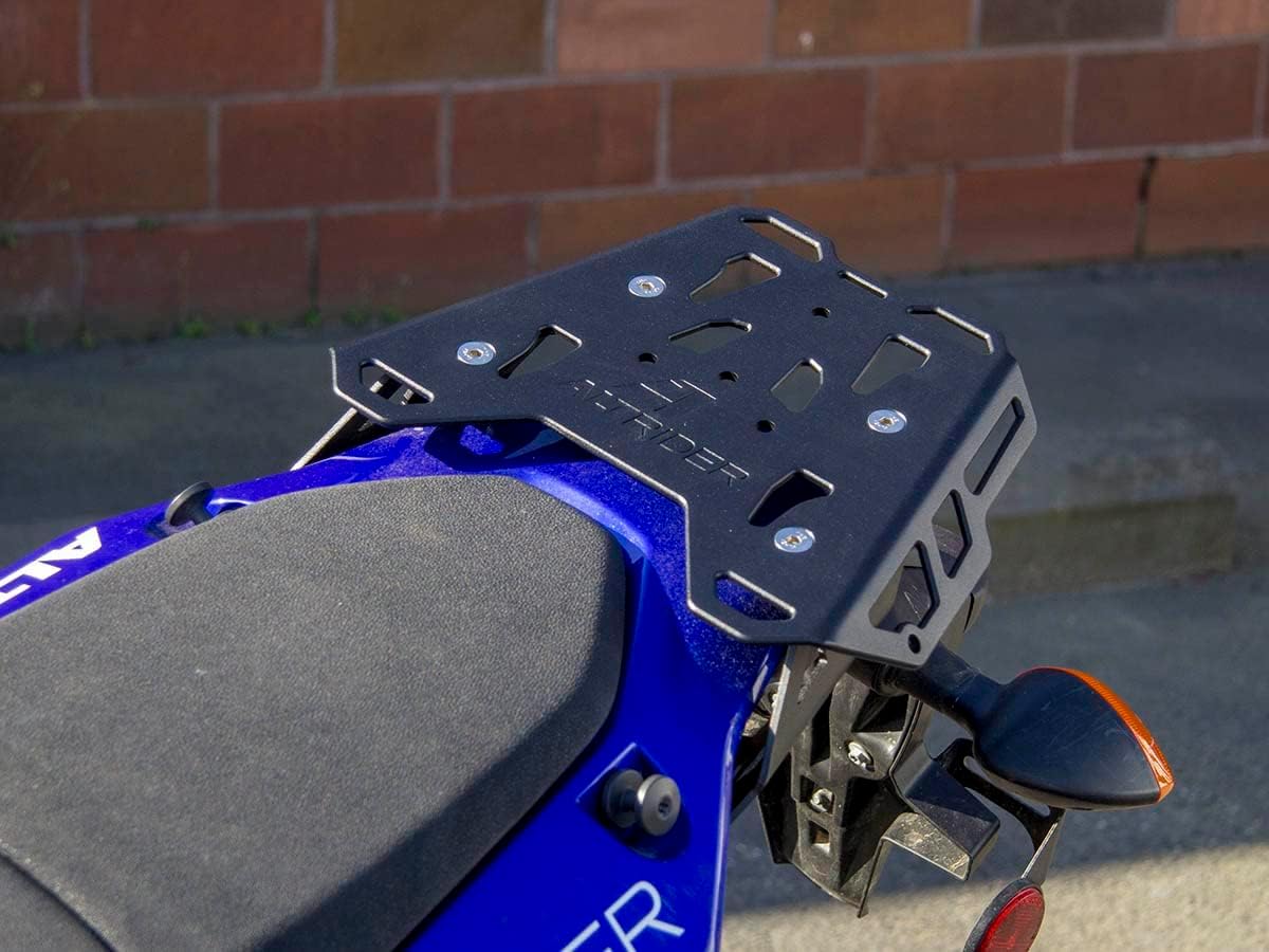 AltRider Motorcycle Luggage Rack Compatible with Yamaha Tenere 700 - Thick Aluminum Plate with Side Flanges - Zero Snag Design - 4 Mounting Positions - Supports Multiple Mounting Systems - Black