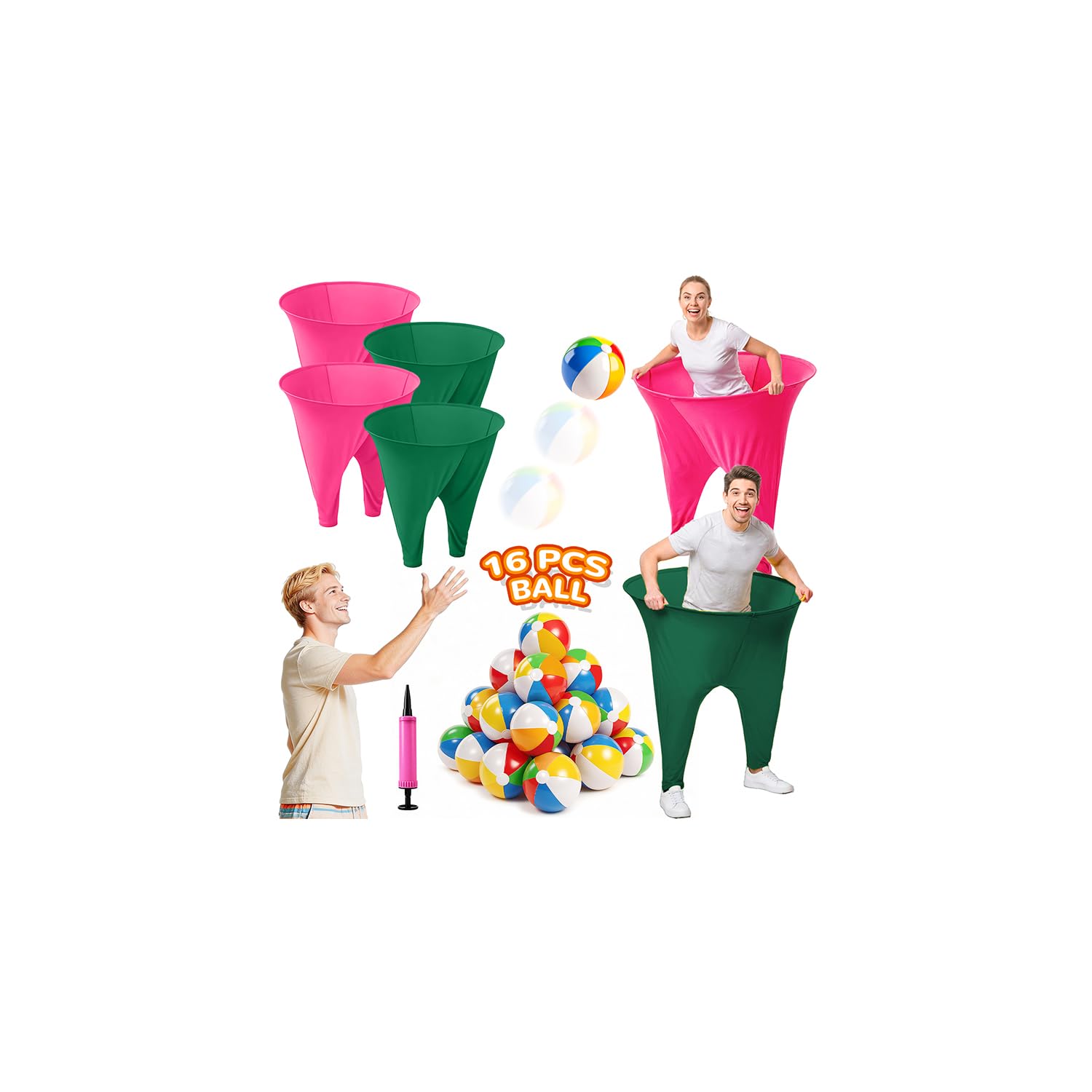 Granny Pants Yard Game for Adults,Granny Pants with 16 Bouncy Balls and 1 Air Pump (Random Colors) 4 Pack Giant Pants Outdoor Game for Team-Building and Outdoor Activities Ring Toss Game Set