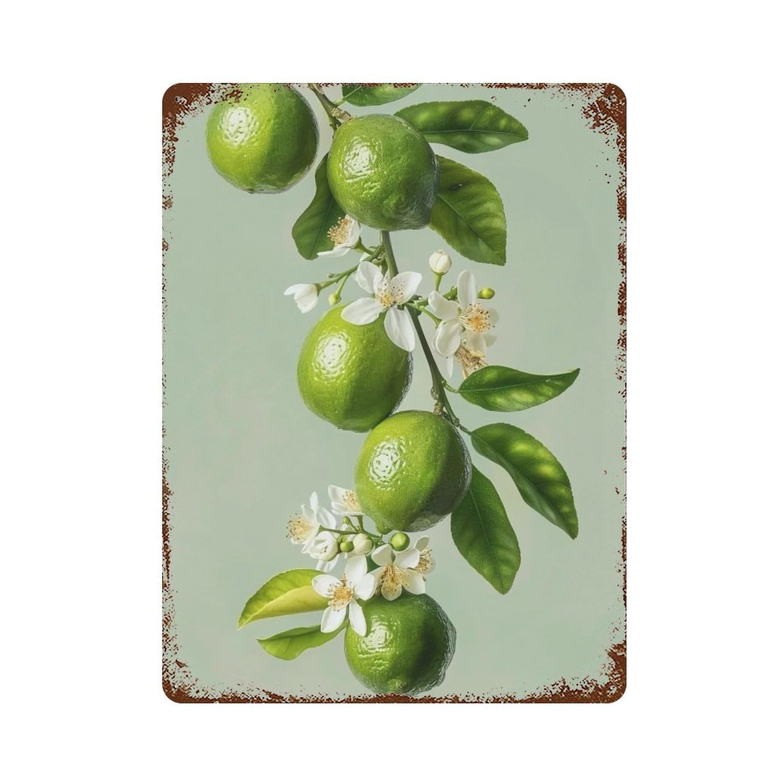 WUJHGRSG Lime Blossom Bough 02 Wall Art Retro Iron Vintage Metal Tin Sign Poster Modern Decor for Home Cofffee Club Bar Shop Style 40x30cm