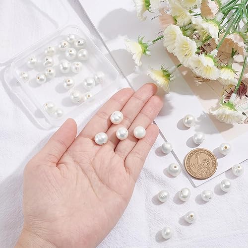 Miniatura 4 de NBEADS 36 cuentas de perlas naturales, 0.315 pulgadas de tamaño grande con forma de patata blanca para hacer joyas artesanales, agujero de 0.06