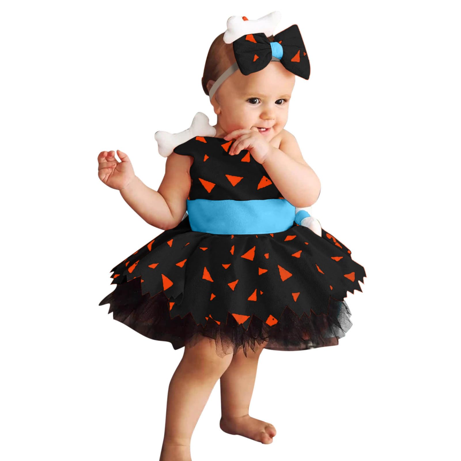 Halloween Costumes for Toddler Kids Baby Girl Flintstone Costume 3PCS Set