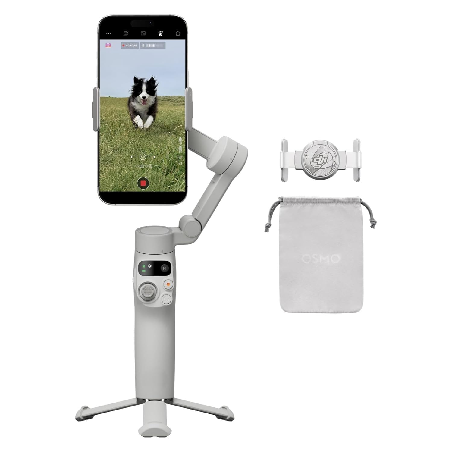 DJ I Mobile 7 Gimbal Stabilizer with Selfie Stick and Tripod for Mobile, Built-in Tripod, Ultra-Light, 3-Axis Phone Gimbal, Phone Charging Vlogging Stabilizer YouTube Video-image-5