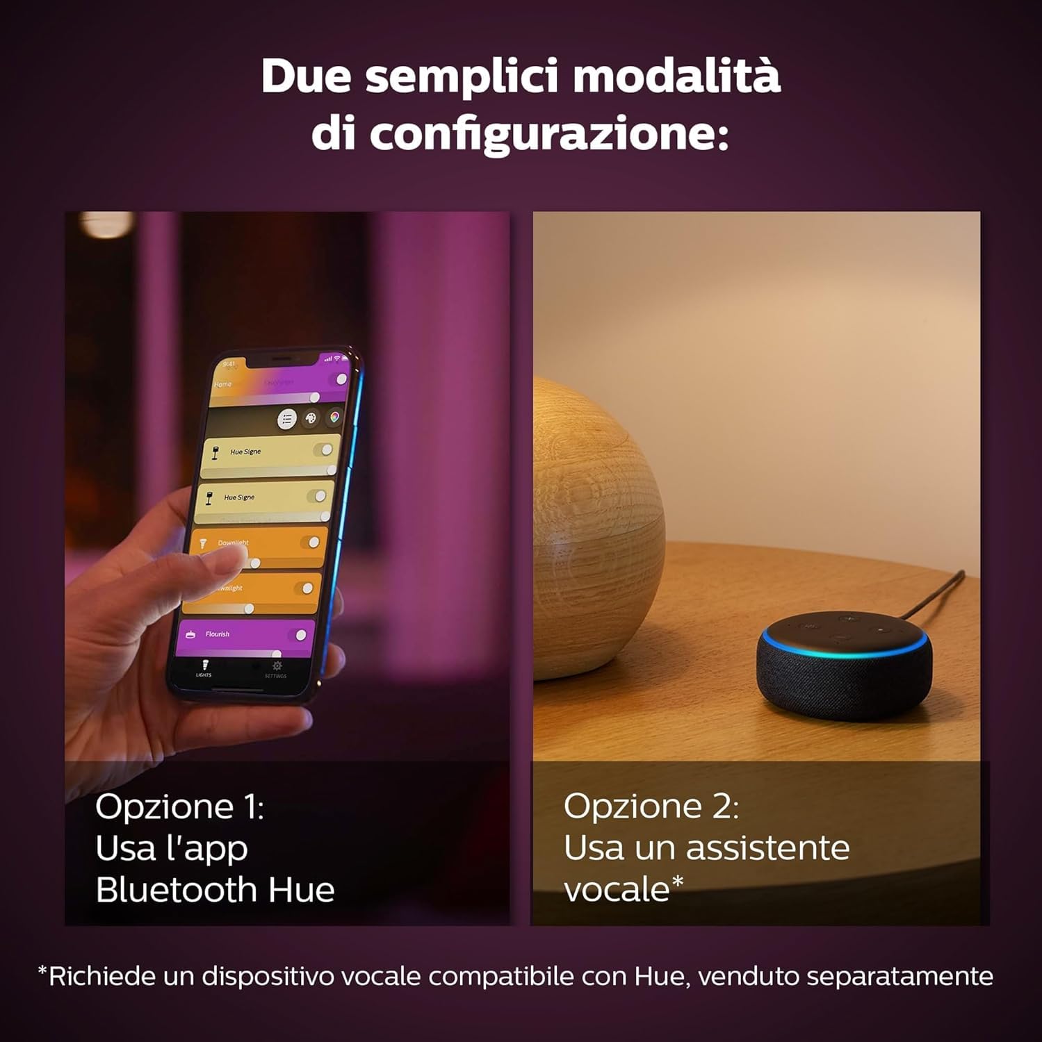 Philips Hue White and Color Ambiance, Lampadina Smart LED, Attacco E14, Luce Bianca o Colorata, 4W, confezione da 2