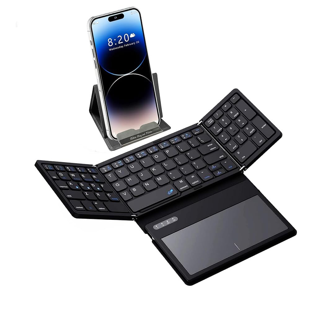 Generic Składana klawiatura Bluetooth z panelem dotykowym, bezprzewodowa składana klawiatura do systemu Android, Windows, iOS, Mac OS