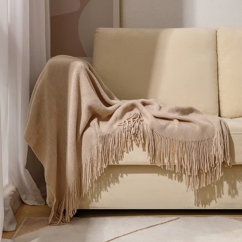 Couverture 1 pièce douce kaki plaid de maison élégant