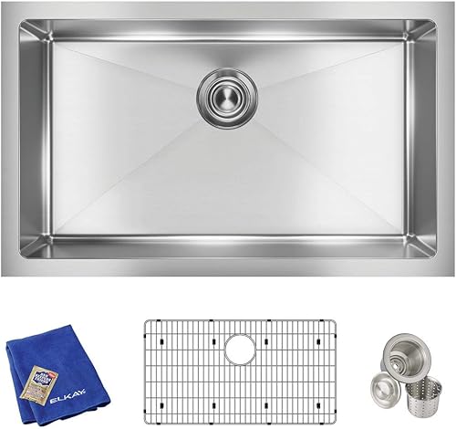 Miniatura 1 de Elkay Crosstown - Kit de fregadero de acero inoxidable calibre 16 de 30-12 x 18-12 x 8 pulgadas