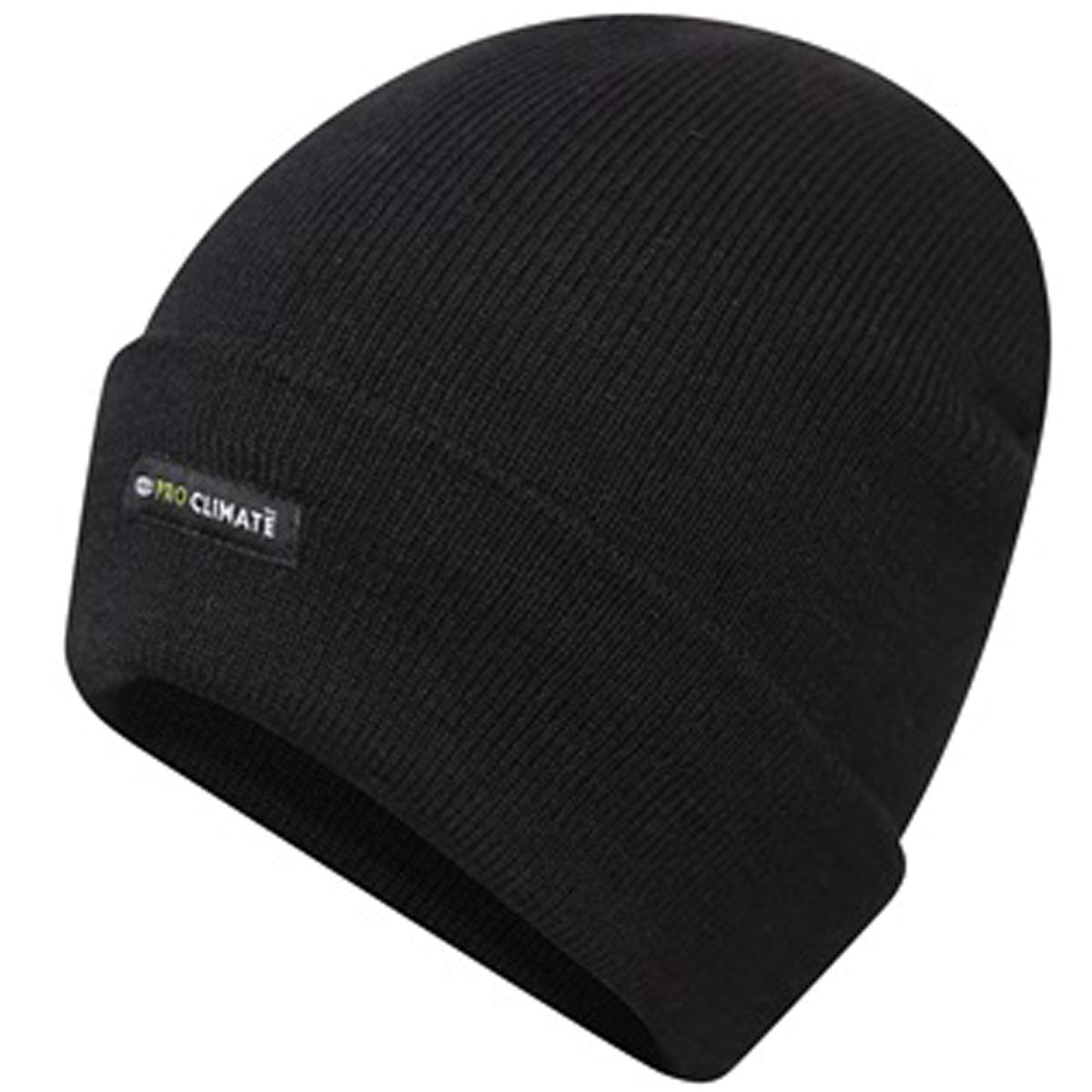Pro Climate Men's Black Proclimate Thinsulate Beanie Hat | Ribbed Cap