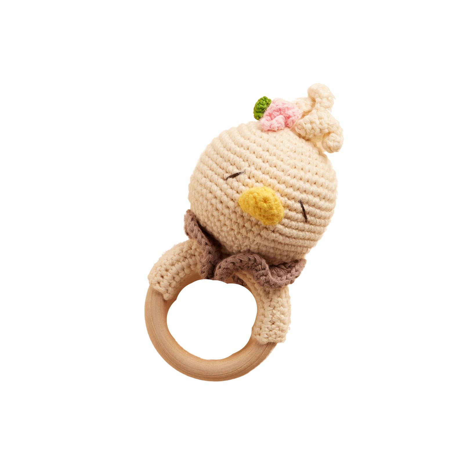 Wooden Crochet Baby Rattle, Crochet Toys Stuffed Animals Easter Gifts for  Kids, Newborn Toys, Unique Easter Basket Stuffers, Basket Filler, Cute Baby