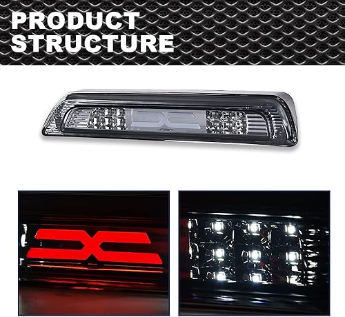Miniatura 5 de Luces de freno tipo X compatibles con Toyota Tundra 2007 2008 2009 2010 2011 2012 2013 2014 2015 2016 2017 2018 Toyota Tundra trasera 3 tercera