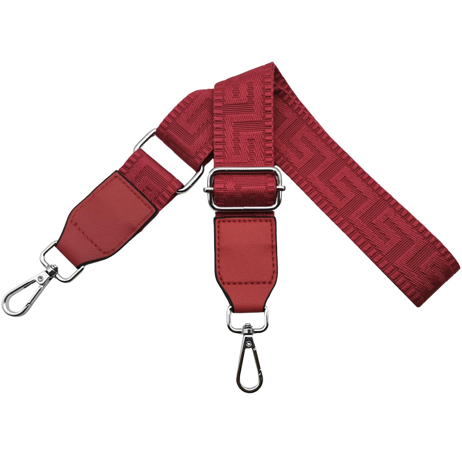 Omxyinma Women's Pure Red Bag Straps Replacement Handbag Strap Wide 3.8 Cm With Silver Hardware Buckle, With Leather, Shoulder Straps For Bags, Crossbody Handbags T14