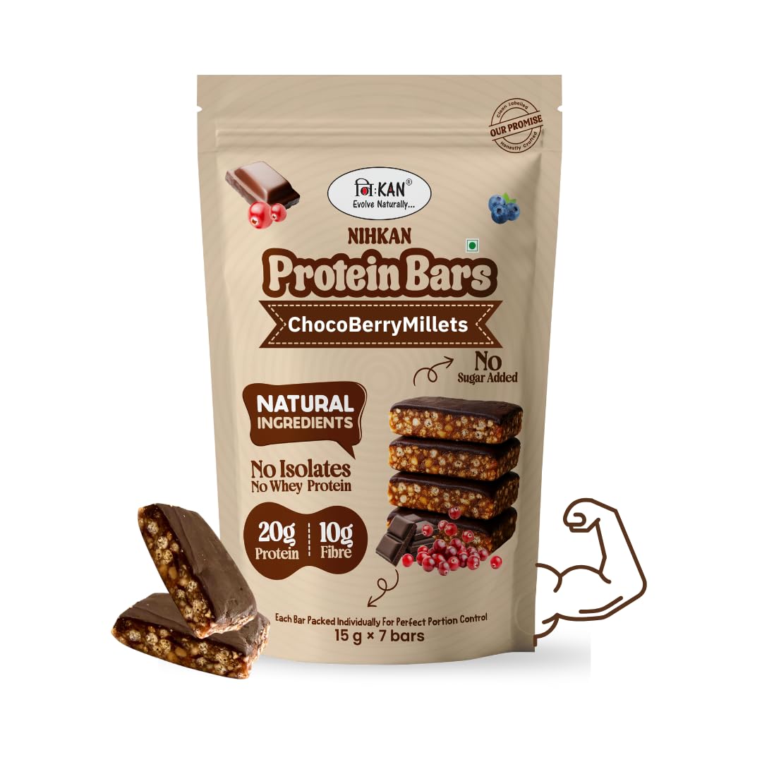 NIHKAN Choco Berry Millets Energy Bites | Sugar-Free Energy Bars, Preservatives Free, High Protein Energy bar | Made with Millets, Dark chocolate & Berries | Gluten free & Vegan | 14 g x 7 bites-picture-10