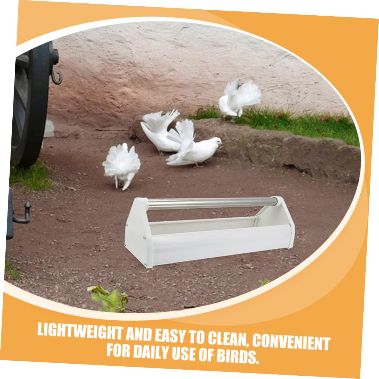 Mobestech Lot de 2 Mangeoires à Pigeons 40 Cm, Distributeur Nourriture Oiseaux en Plastique Renforcé, Acier Inoxydable, pour Cage et Volière, Alimentation Petits Oiseaux, Perruches