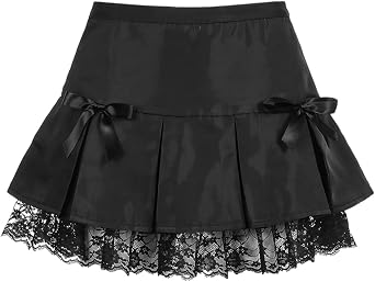 Harajuku Dark Style Mini lace Stitching Pleated Skirt Goth Hottie high Waist tie Ruffle Skirt